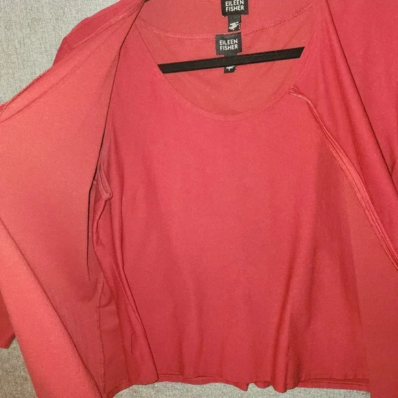 Eileen Fisher Womens Red Viscose 2 Piece Jacket Zip-Up and Sleeveless Top Size L - Picture 7 of 8